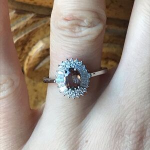 Natural Andalusite Sterling Silver Halo Ring Size 8